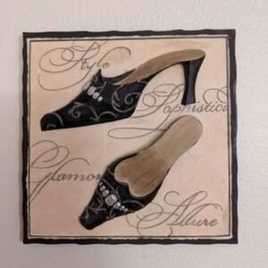 "Style Sophisticated Glamor Allure". Wall Decor Ceramic Tile. 5.5"x5.5"